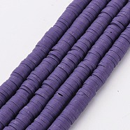 Handmade Polymer Clay Bead Strands, Heishi Beads, Disc/Flat Round, Medium Purple, 6x0.5~1mm, Hole: 2mm, about 320~447pcs/strand, 15.74 inch~16.92 inch(CLAY-T002-6mm-39)