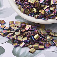 MIYUKI TILA Beads, Japanese Seed Beads, 2-Hole, (TL188) Metallic Purple Gold Iris, 5x5x1.9mm, Hole: 0.8mm, about 118pcs/10g(X-SEED-J020-TL0188)