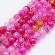 Faceted Natural Agate Beads Strands, Dyed & Heated, Round, Deep Pink, 6mm, Hole: 0.5mm, about 63pcs/strand, 14.4 inch(36.5cm)(G-F561-6mm-D03)