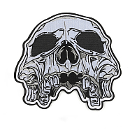 Computerized Embroidery Cloth Sew on Patches, Costume Accessories, Skull, Black, 181x137mm(PW-WG53351-03)
