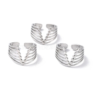 304 Stainless Steel Finger Rings, Cuff Rings, Long-Lasting Plated, Letter V, Stainless Steel Color, US Size 5 3/4(16.3mm), 4~13mm(RJEW-L102-28P)
