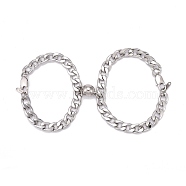 304 Stainless Steel Curb Chains Bracelets, Couple Bracelets, with Magnetic Clasps, Stainless Steel Color, 8-1/8 inch(20.5cm), 9-1/8 inch(23cm), 2pcs/set(BJEW-JB06276)