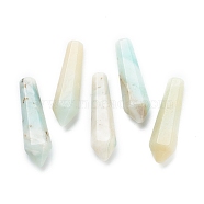 Natural Flower Amazonite Pointed Beads, Healing Stones, Reiki Energy Balancing Meditation Therapy Wand, Bullet, Undrilled/No Hole Beads, Faceted, for Wire Wrapped Pendants Making, 29~33x7.5~8.5mm(G-E490-C33)