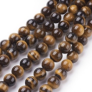 Natural Tiger Eye Beads Strands, Round, 8mm, Hole: 1mm about 24pcs/strand, 8 inch(G-C076-8mm-1B)