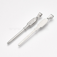 304 Stainless Steel Big Pendants, Screwdriver Shape, Stainless Steel Color, 63.5x8x4mm, Hole: 8x5mm(STAS-T045-26P)
