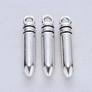 Tibetan Style Alloy Pendants, Cadmium Free & Lead Free, Bullet, Antique Silver, 23.5x4.5mm, Hole: 2mm, about 263pcs/500g(TIBE-R316-130AS-RS)