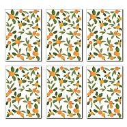 PVC Wall Stickers, Rectangle, for Home Living Room Bedroom Decoration, Orange Pattern, 290x195mm, 6pcs/set(DIY-WH0228-218B)