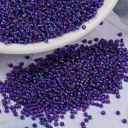 MIYUKI Round Rocailles Beads, Japanese Seed Beads, 15/0, (RR1020) Silverlined Cobalt AB, 1.5mm, Hole: 0.7mm, about 5555pcs/10g(X-SEED-G009-RR1020)