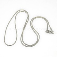 Trendy Unisex 201 Stainless Steel Snake Chain Necklaces, with Lobster Claw Clasps, Stainless Steel Color, 19.5 inch(49.5cm), 1mm(NJEW-L043-06P)
