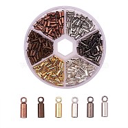 300Pcs 6 Colors Brass Cord Ends, End Caps, Nickel Free, Mixed Color, 8x2.8mm, Hole: 1.5mm, Inner Diameter: 2mm, 50pcs/color(KK-CJ0001-68)
