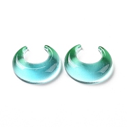 Opaque Acrylic Cabohons, Two Tone, Moon, Medium Turquoise, 23x19x7mm(OACR-C010-02A)