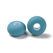 Rubberized Style Acrylic European Beads, Large Hole Beads, Rondelle, Medium Turquoise, 16x9mm, Hole: 5mm, about 330pcs/500g(OACR-T014-19E)