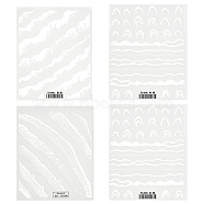 4 Sheets 4 Style 5D Nail Art Stickers, Beach Wave Nail Embossed Decals, WhiteSmoke, 9~10.5x8x0.01~0.03cm, Sticker: 1~108x8~72mm, 1 sheet/style(STIC-OC0001-04)