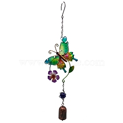 Butterfly Iron Pendant Decorations, Wind Chime, for Garden Hanging Decorations, Orchid, 410mm(PW-WG88270-01)