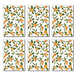 PVC Wall Stickers, Rectangle, for Home Living Room Bedroom Decoration, Orange Pattern, 290x195mm, 6pcs/set(DIY-WH0228-218B)