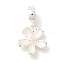 925 Sterling Silver European Dangle Charms, Flower Large Hole Pendants, with 925 Stamp, Silver, 21mm, Hole: 5mm(STER-G043-07S)