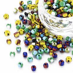 6/0 Opaque Glass Seed Beads, Opaque Colours Seep, Round Hole, Flat Round, Mixed Color, 3.5~5.5x2~6.5mm, Hole: 1~1.2mm, about 450g/Pound(SEED-T006-01C-A)