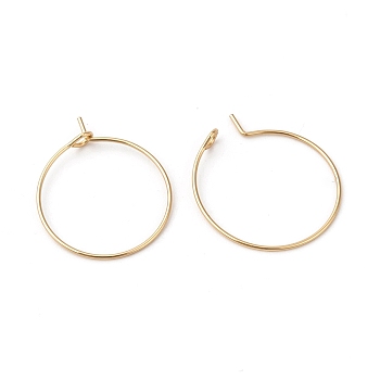 316L Surgical Stainless Steel Hoop Earring Findings, Wine Glass Charms Findings, Real 18K Gold Plated, 30x0.8mm, 20 Gauge