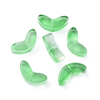 Transparent Handmade Lampwork Beads, Leaf, Spring Green, 6.5x14x5mm, Hole: 1mm