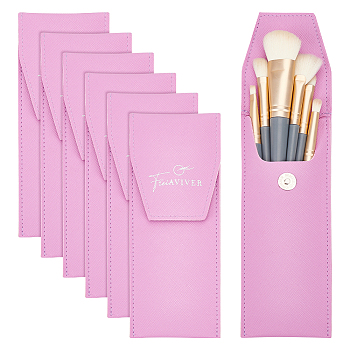 PU Leather Makeup Brush Bag, Makeup Brush Holder, with Snap, for Women Girls, Flamingo, 17.5x6.9x1.1cm
