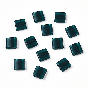 Opaque Acrylic Slide Charms, Square, Teal, 5.2x5.2x2mm, Hole: 0.8mm.