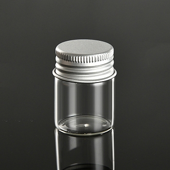 Glass Bead Containers with Siliver Color Screw Top Lid, Column Dispensing Bottles, Clear, 3x4cm