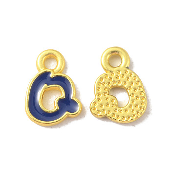 Alloy Enamel Pendants, Matte Gold Color, Letter Charm, Nickel Free, Letter Q, 10.5x8x1.5mm, Hole: 1.6mm