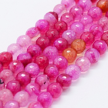 Faceted Natural Agate Beads Strands, Dyed & Heated, Round, Deep Pink, 6mm, Hole: 0.5mm, about 63pcs/strand, 14.4 inch(36.5cm)
