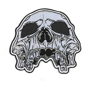 Computerized Embroidery Cloth Sew on Patches, Costume Accessories, Skull, Black, 181x137mm