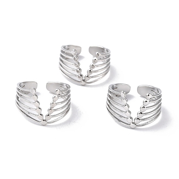 304 Stainless Steel Finger Rings, Cuff Rings, Long-Lasting Plated, Letter V, Stainless Steel Color, US Size 5 3/4(16.3mm), 4~13mm