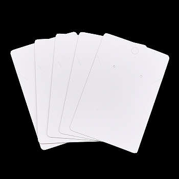 Rectangle Paper One Pair Earring Display Cards with Hanging Hole, Jewelry Display Card for Pendants and Earrings Storage, White, 9x6x0.06cm, Hole: 6mm and 1.6mm