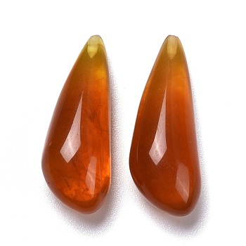 Imitation Amber Resin Beads, Half Drilled, Teardrop, Chocolate, 34.5x13x1mm, Half Hole: 1mm