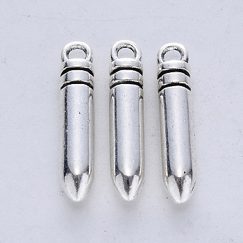 Tibetan Style Alloy Pendants, Cadmium Free & Lead Free, Bullet, Antique Silver, 23.5x4.5mm, Hole: 2mm, about 263pcs/500g