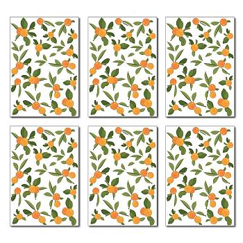 PVC Wall Stickers, Rectangle, for Home Living Room Bedroom Decoration, Orange Pattern, 290x195mm, 6pcs/set