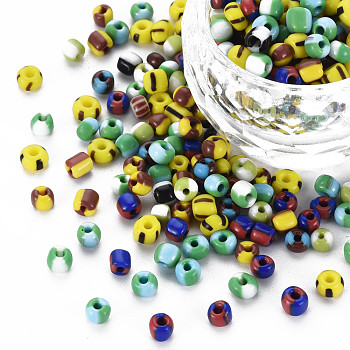 6/0 Opaque Glass Seed Beads, Opaque Colours Seep, Round Hole, Flat Round, Mixed Color, 3.5~5.5x2~6.5mm, Hole: 1~1.2mm, about 450g/Pound