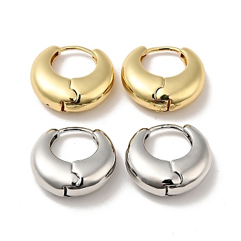 Rack Plating Brass Thick Hoop Earrings for Men Women, Mixed Color, 17x18x6mm, Pin: 0.8mm