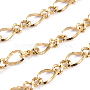 3.28 Feet Ion Plating(IP) 304 Stainless Steel Figaro Chains(X-CHS-I001-09G-01)-2