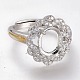 Adjustable Brass Micro Pave Clear Cubic Zirconia Finger Ring Components(ZIRC-I049-15P)-1