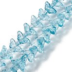 Transparent Glass Beads Strand, Butterfly, Steel Blue, 8x15x4.5mm, Hole: 1mm, about 60pcs/strand, 13.78~14.17 inch(32cm~35cm)(GLAA-K002-02J)