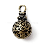 Alloy Pendants, Hollow, Flat Round with Flower, Antique Bronze, 31x16.5mm, Hole: 7x4.5mm(FIND-WH0108-65)