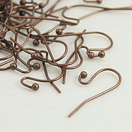 Brass Hook Earrings, Lead Free and Cadmium Free, Red Copper, 22x11x0.75mm, 20 Gauge(KK-KS0001-08R-NR)