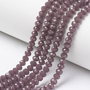 Glass Beads Strands, Imitation Jade, Faceted, Rondelle, Pale Violet Red, 3x2mm, Hole: 0.8mm, about 165~169pcs/strand, 15~16 inch(38~40cm)(EGLA-A034-J2mm-D07)