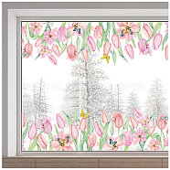 PVC Window Static Stickers, Rectangle Shape, for Window Decoration, Flower, 380x1160mm(AJEW-WH0385-0003)