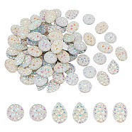 CHGCRAFT 90Pcs 3 Style Resin Cabochons, Bottom Silver Plated, AB Color Plated, Half Round/Dome & Teardrop & Oval, White, 30pcs/style(CRES-CA0001-04)