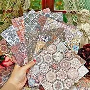 24 Sheets 12 Patterns Mandala Flower Scrapbook Paper Pads, for DIY Album Scrapbook, Background Paper, Diary Decoration, Square with Tile Pattern, Mixed Color, 152x152mm, 2 sheets/pattern(MAND-PW0001-83)