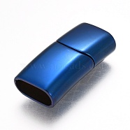 304 Stainless Steel Magnetic Clasps with Glue-in Ends, Rectangle, Blue, 29x14x8.5mm, Hole: 6~7x12mm(STAS-F130-39A)
