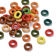 Donut Wooden Linking Rings, Dyed, Lead Free, Mixed Color, 12x4mm, Hole: 6mm(WOOD-Q014-12mm-M-LF)