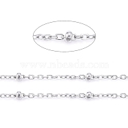 304 Stainless Steel Cable Chains, Satellite Chains, Soldered, with Spool, Stainless Steel Color,1.5x1.2x0.2mm, Rondelle: 2x1mm, about 32.8 Feet(10m)/roll(CHS-F011-14A-P)