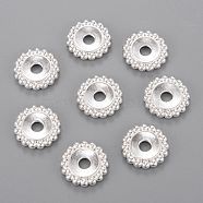 Tibetan Style Alloy Beads, Flower, Silver, Lead Free and Cadmium Free, 17.5x3mm, Hole: 4mm(X-K0P1Z021)