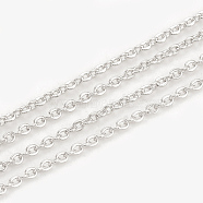 3.28 Feet Brass Cable Chains, Soldered, Flat Oval, Real Platinum Plated, 1.5x1.3x0.3mm(X-CHC-S003-15P)